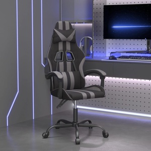 vidaXL, vidaXL Gaming-Stuhl Drehbar Schwarz und Grau Kunstleder