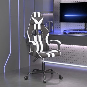 vidaXL, vidaXL Gaming-Stuhl Drehbar Schwarz und Weiß Kunstleder