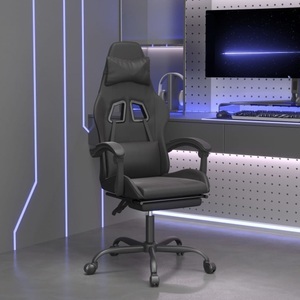 vidaXL, vidaXL Gaming-Stuhl mit Fußstütze Drehbar Schwarz Kunstleder, vidaXL Gaming-Stuhl mit Fußstütze Drehbar Schwarz Kunstleder