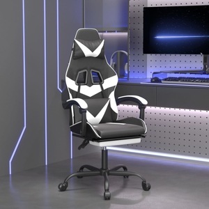 vidaXL, vidaXL Gaming-Stuhl mit Fußstütze Drehbar Schwarz & Weiß Kunstleder, vidaXL Gaming-Stuhl mit Fußstütze Drehbar Schwarz & Weiß Kunstleder