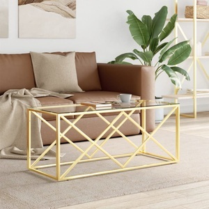 vidaXL, vidaXL Couchtisch 110x45x45 cm Edelstahl und Glas