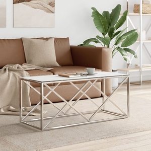 vidaXL, vidaXL Couchtisch 110x45x45 cm Edelstahl und Glas