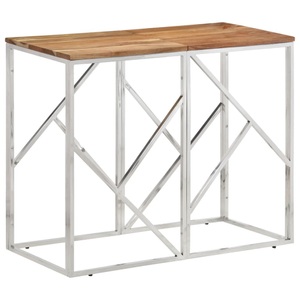 vidaXL, vidaXL Konsolentisch Silbern Edelstahl und Massivholz Akazie, VidaXL - Konsolentisch edelstahl, One Size, Silber