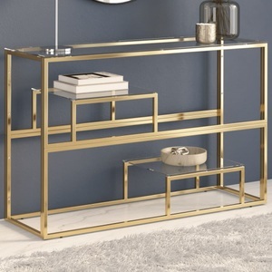 vidaXL, vidaXL Konsolentisch Golden Edelstahl und Hartglas, vidaXL Konsolentisch Golden Edelstahl und Hartglas