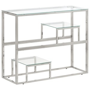 vidaXL, vidaXL Konsolentisch Silbern Edelstahl und Hartglas, vidaXL Konsolentisch Silbern Edelstahl und Hartglas