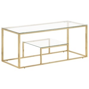 vidaXL, vidaXL Couchtisch Golden Edelstahl und Hartglas