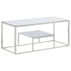 vidaXL, vidaXL Couchtisch Silbern Edelstahl und Hartglas