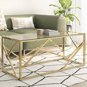 vidaXL, vidaXL Couchtisch Golden Edelstahl und Hartglas