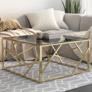 vidaXL, vidaXL Couchtisch Golden Edelstahl und Hartglas, 