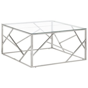 vidaXL, vidaXL Couchtisch Silbern Edelstahl und Hartglas