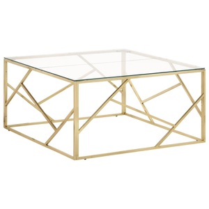 vidaXL, vidaXL Couchtisch Golden Edelstahl und Hartglas