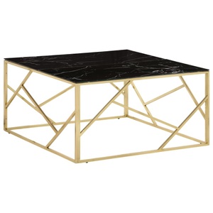 vidaXL, vidaXL Couchtisch Golden Edelstahl und Hartglas
