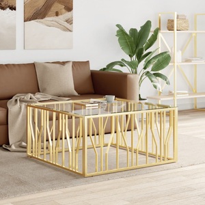 vidaXL, vidaXL Couchtisch 100x100x50 cm Edelstahl und Glas
