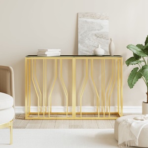 vidaXL, vidaXL Konsolentisch Golden 110x30x70 cm Edelstahl und Glas, 