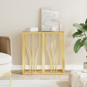 vidaXL, vidaXL Konsolentisch Golden 70x30x70 cm Edelstahl und Glas, vidaXL Konsolentisch Golden 70x30x70 cm Edelstahl und Glas