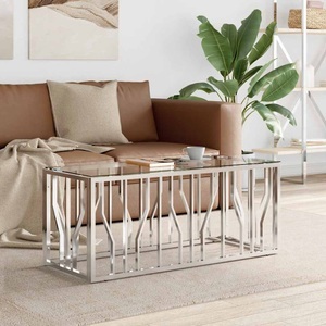 vidaXL, vidaXL Couchtisch 110x45x45 cm Edelstahl und Glas
