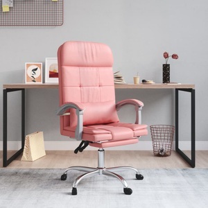 vidaXL, vidaXL Bürostuhl mit Massagefunktion Rosa Kunstleder, vidaXL Bürostuhl mit Massagefunktion Rosa Kunstleder