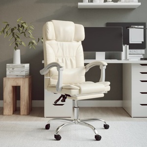vidaXL, vidaXL Bürostuhl mit Massagefunktion Creme Kunstleder, vidaXL Bürostuhl mit Massagefunktion Creme Kunstleder