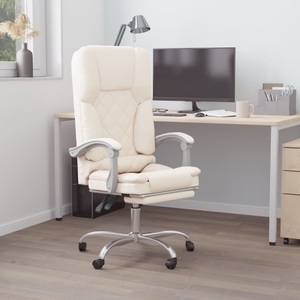 vidaXL, vidaXL Bürostuhl mit Massagefunktion Creme Kunstleder, vidaXL Bürostuhl mit Massagefunktion Creme Kunstleder