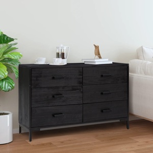 vidaXL, vidaXL Sideboard Schwarz 110x35x70 cm Massivholz Kiefer Recycelt