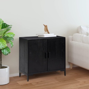 vidaXL, vidaXL Sideboard Schwarz 75x35x70 cm Massivholz Kiefer Recycelt
