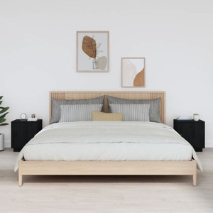 vidaXL, vidaXL Nachttische 2 Stk. Schwarz 40x34x45 cm Massivholz Kiefer, vidaXL Nachttische 2 Stk. Schwarz 40x34x45 cm Massivholz Kiefer