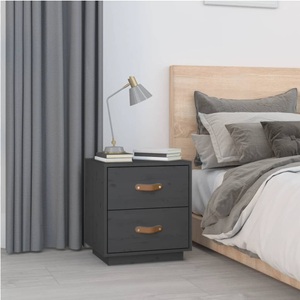 vidaXL, vidaXL Nachttisch Grau 40x34x45 cm Massivholz Kiefer, vidaXL Nachttisch Grau 40x34x45 cm Massivholz Kiefer