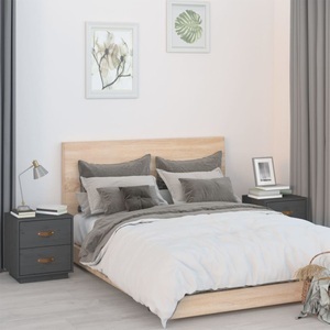 vidaXL, vidaXL Nachttische 2 Stk. Grau 40x34x45 cm Massivholz Kiefer, vidaXL Nachttische 2 Stk. Grau 40x34x45 cm Massivholz Kiefer