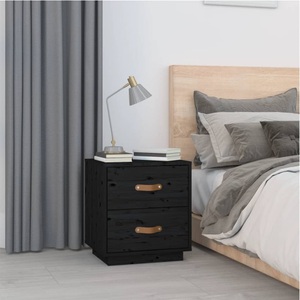 vidaXL, vidaXL Nachttisch Schwarz 40x34x45 cm Massivholz Kiefer, vidaXL Nachttisch Schwarz 40x34x45 cm Massivholz Kiefer