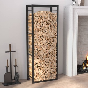 vidaXL, vidaXL Brennholzregal Mattschwarz 50x28x132 cm Stahl, vidaXL Brennholzregal Mattschwarz 50x28x132 cm Stahl