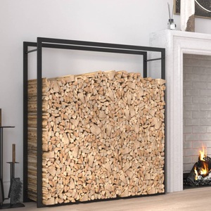 vidaXL, vidaXL Brennholzregal Mattschwarz 110x28x116 cm Stahl, vidaXL Brennholzregal Mattschwarz 110x28x116 cm Stahl