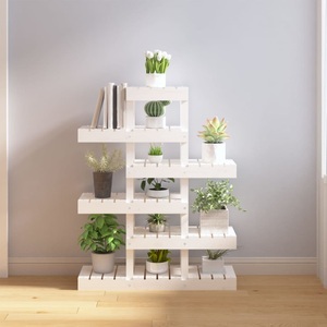 vidaXL, vidaXL Pflanzenständer Weiß 85x25x109,5 cm Massivholz Kiefer, vidaXL Pflanzenständer Weiß 85x25x109,5 cm Massivholz Kiefer
