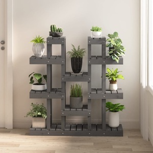 vidaXL, vidaXL Pflanzenständer Grau 104,5x25x109,5 cm Massivholz Kiefer