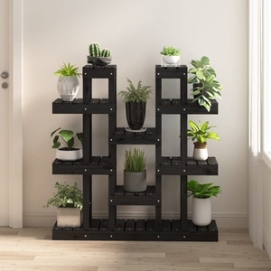 vidaXL, vidaXL Pflanzenständer Schwarz 104,5x25x109,5 cm Massivholz Kiefer, vidaXL Pflanzenständer Schwarz 104,5x25x109,5 cm Massivholz Kiefer