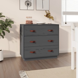 vidaXL, vidaXL Sideboard Grau 80x40x75 cm Massivholz Kiefer, vidaXL Sideboard Grau 80x40x75 cm Massivholz Kiefer