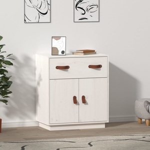 vidaXL, vidaXL Sideboard Weiß 65,5x40x75 cm Massivholz Kiefer, vidaXL Sideboard Weiß 65,5x40x75 cm Massivholz Kiefer
