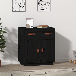 vidaXL, vidaXL Sideboard Schwarz 65,5x40x75 cm Massivholz Kiefer, vidaXL Sideboard Schwarz 65,5x40x75 cm Massivholz Kiefer