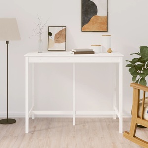 vidaXL, vidaXL Bartisch Weiß 140x80x110 cm Massivholz Kiefer, vidaXL Bartisch Weiß 140x80x110 cm Massivholz Kiefer