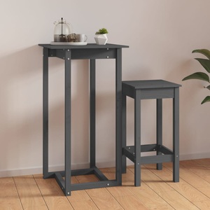 vidaXL, vidaXL Bartisch Grau 60x60x110 cm Massivholz Kiefer, vidaXL Bartisch Grau 60x60x110 cm Massivholz Kiefer