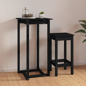 vidaXL, vidaXL Bartisch Schwarz 60x60x110 cm Massivholz Kiefer, vidaXL Bartisch Schwarz 60x60x110 cm Massivholz Kiefer