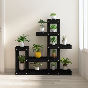 vidaXL, vidaXL Pflanzenständer Schwarz 92x25x97 cm Massivholz Kiefer, 