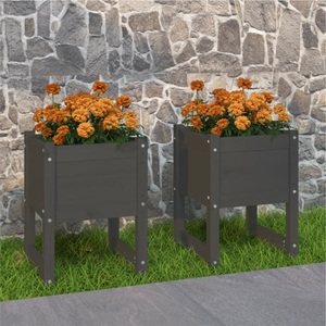 vidaXL, vidaXL Pflanzkübel 2 Stk. Grau 40x40x52,5 cm Massivholz Kiefer, vidaXL Pflanzkübel 2 Stk. Grau 40x40x52,5 cm Massivholz Kiefer