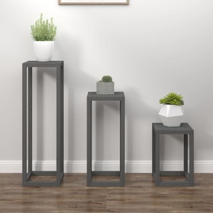 vidaXL 3-tlg. Pflanzenständer-Set Grau Massivholz Kiefer