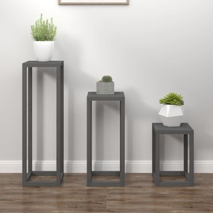 vidaXL, vidaXL 3-tlg. Pflanzenständer-Set Grau Massivholz Kiefer