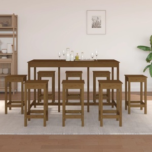 vidaXL, vidaXL 9-tlg. Bar-Set Honigbraun Massivholz Kiefer, 