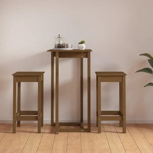 vidaXL, vidaXL 3-tlg. Bar-Set Honigbraun Massivholz Kiefer, 