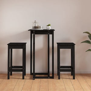 vidaXL, vidaXL 3-tlg. Bar-Set Schwarz Massivholz Kiefer, vidaXL 3-tlg. Bar-Set Schwarz Massivholz Kiefer