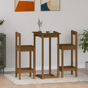 vidaXL, vidaXL 3-tlg. Bar-Set Honigbraun Massivholz Kiefer, 