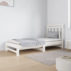 vidaXL, vidaXL Tagesbett Ausziehbar Weiß 2x(90x190) cm Massivholz Kiefer