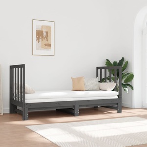 vidaXL, vidaXL Tagesbett Ausziehbar Grau 2x(90x190) cm Massivholz Kiefer, 